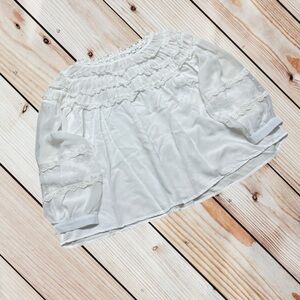 Sundance L white ruffle lace blouse
